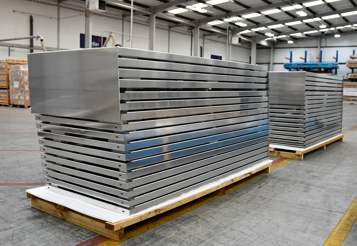 an image of metal trays for a facade project