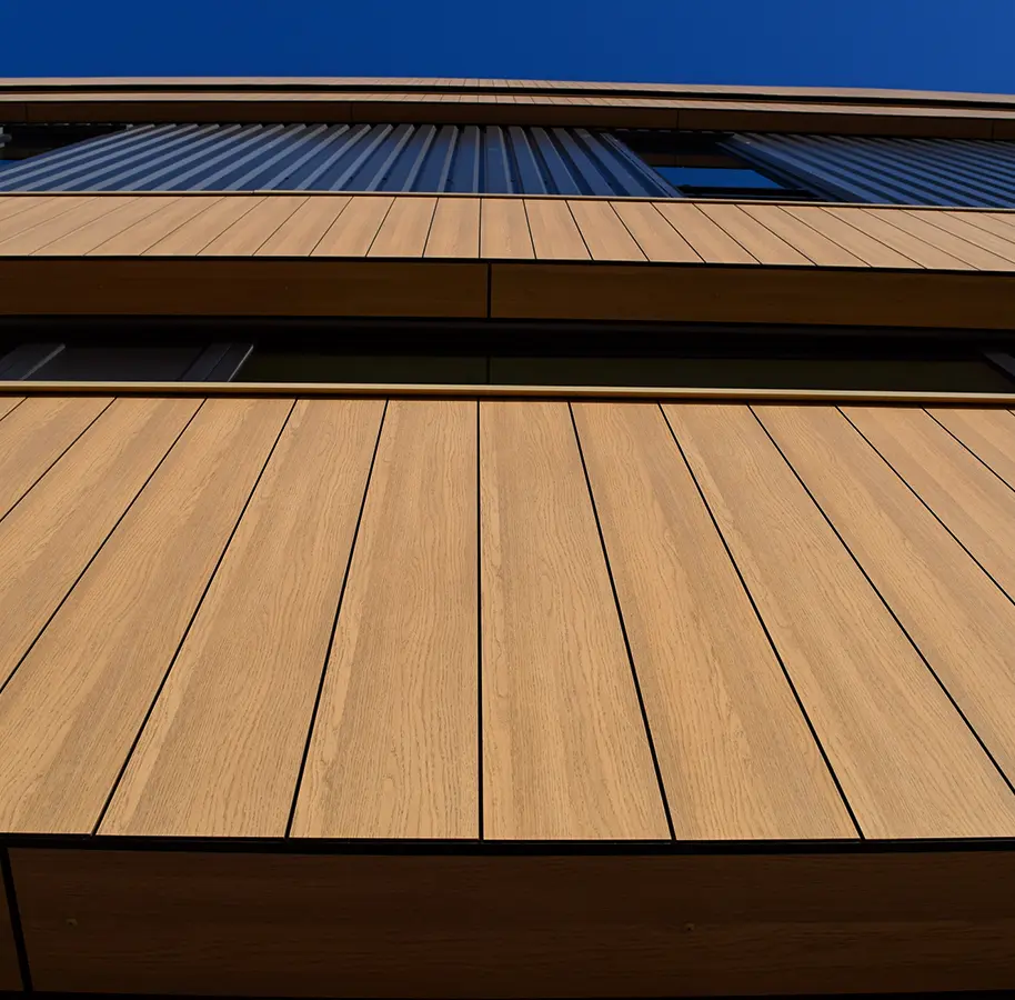Wood look cladding panels
